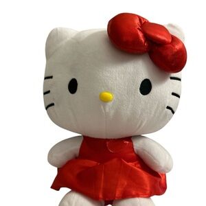 Hello Kitty TY Beanie Buddy Plush 10” – Red & Pink Overalls – 2010 Sanrio